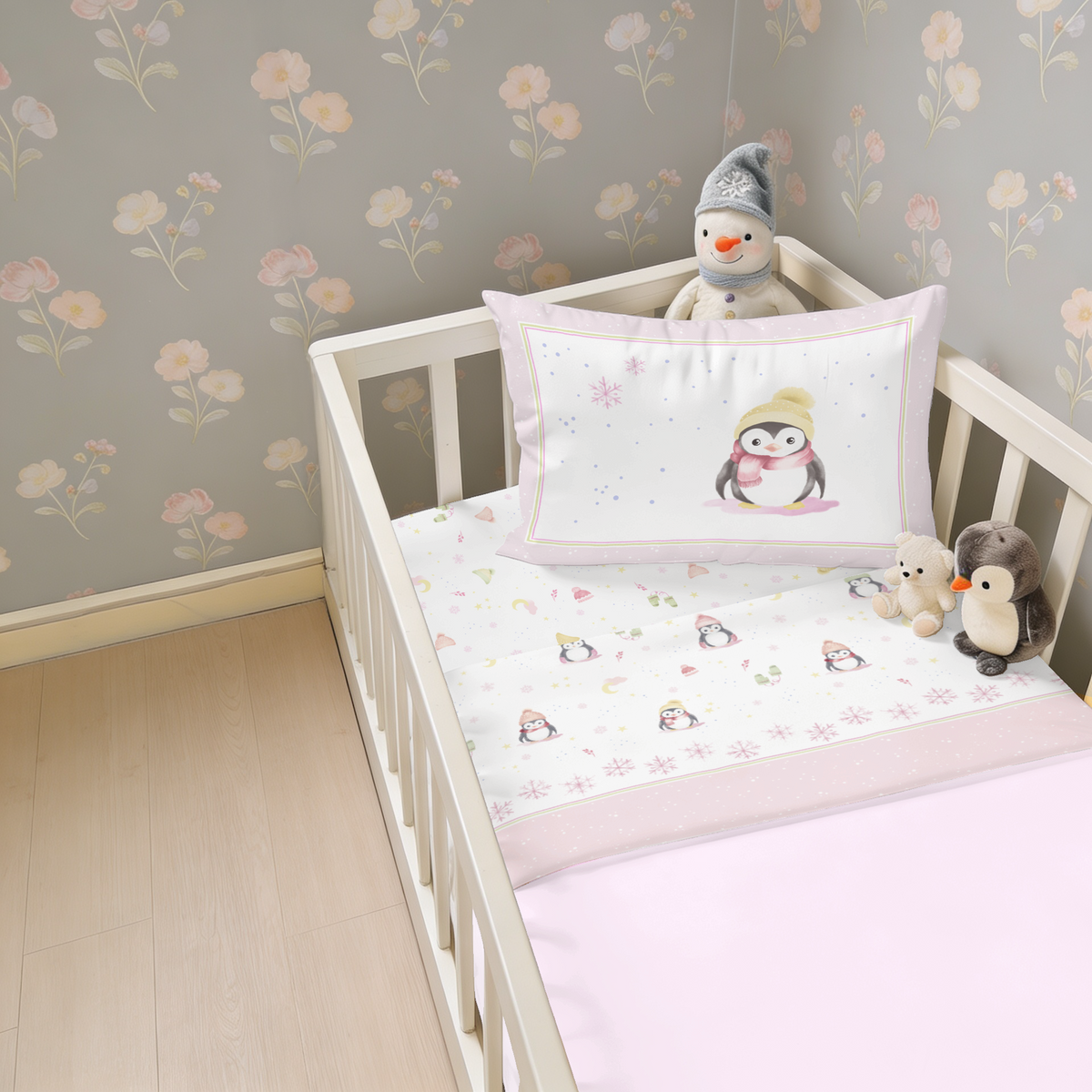 Jogo de lençois infantil flanela PINGUIM